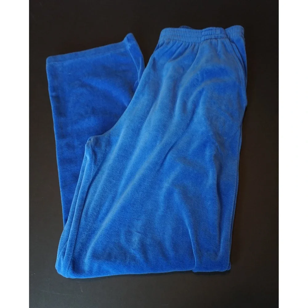 Rebecca Malone Womens Blue Velour Tracksuit Full Zip Jacket and Pants Set Size M